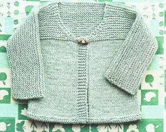 Newborn Baby Jacket Cardigan Garter Stocking Stitch Easy Beginner Boys Girls  ~ DK 8 ply Light Worsted Knitting Pattern pdf Download