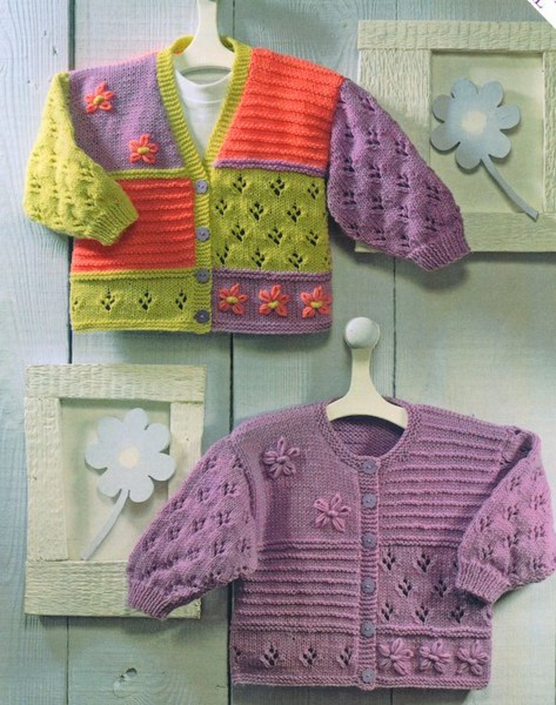 Baby Toddler Patchwork Cardigan Round or V Neck Embroidered Flower 16 ...