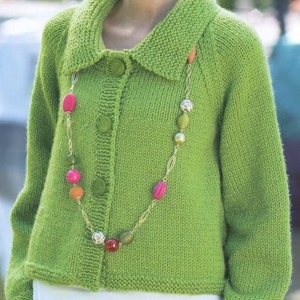 Easy Knit Woman&#39;s Chunky  Jacket Cardigan With or Without Collar 32&quot; -44&quot; ~ Chunky Bulky Wool 12 Ply Knitting Pattern PDF Instant download