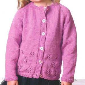 Girls Eyelet Flower Lace Jacket Cardigan & Sweater Jumper 22" - 28"  2 - 9 years ~ DK 8 Ply Light Worsted Knitting Pattern pdf download