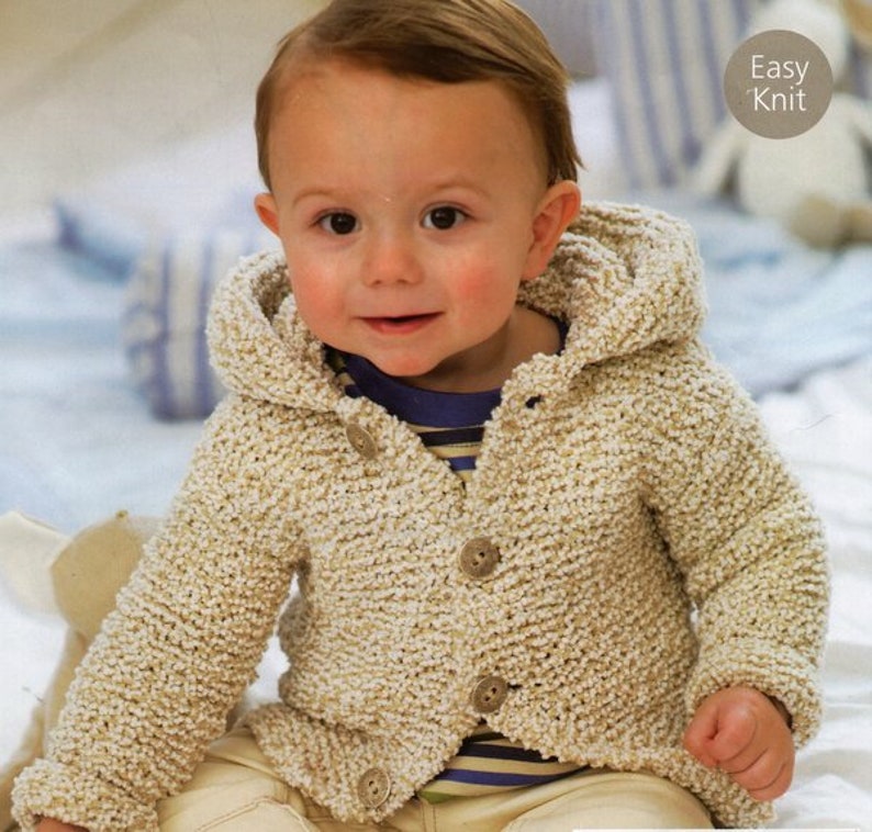 Easy Garter Stitch Jacket Hood Hoodie Duffle Coat Boys Girls Etsy UK