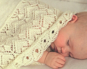 Vintage Keepsake Heirloom Lacy Baby Shawl Christening  40 x 40"  ~ 4 Ply Fingering Knitting Pattern PDF Instant Download