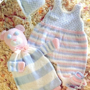 Hooded Tabard Poncho Cardigan Sweater Mitts Bonnet Boots Dungarees Romper 14"- 20" ~  DK 8 Ply Light Worsted Knitting Pattern PDF Download