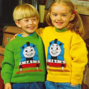 Thomas Tank Engine Train Baby Childrens Sweater 20"- 28"  DK 8 Ply Light Worsted Knitting Pattern PDF Instant download