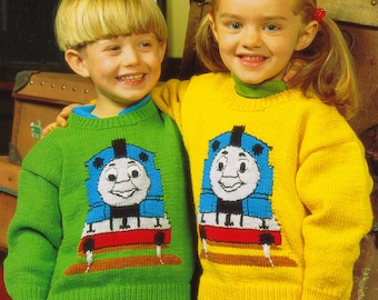 Thomas Tank Engine Train Baby Childrens Sweater 20"- 28"  DK 8 Ply Light Worsted Knitting Pattern PDF Instant download
