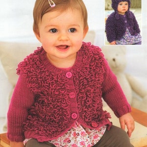 All Over Loopy Jacket or with Stocking Stitch Sleeves & Loopy Helmet 16 -26"   ~ DK Wool 8ply Light Worsted Knitting Pattern pdf  Download