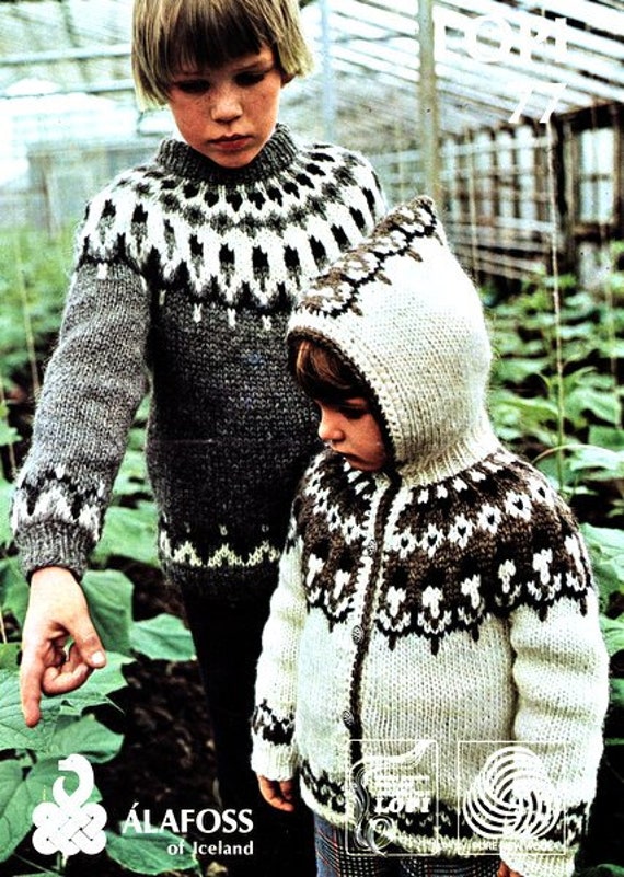 プリーツ　tops itimi shury pinnap 伊太利屋 luik Childrens Yoked Lopi Fair Isle Sweater & Hooded Buttoned Jacket 24