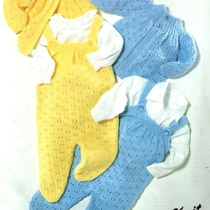 Baby Rib Yoke Jacket Cardigan & Romper Pants Trousers Premature Newborn  12" - 22" DK 8 Ply Light Worsted Knitting Pattern PDF  download