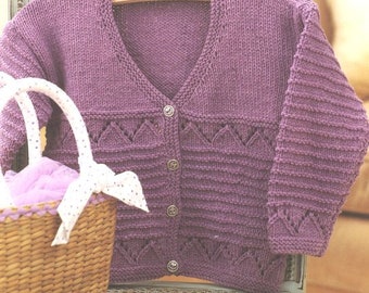 Girls Lace Lacy Panel Round or V Neck Cardigan Baby Toddler 16 -26" (0 - 6years)  ~ DK 8ply Light Worsted Knitting Pattern pdf  Download