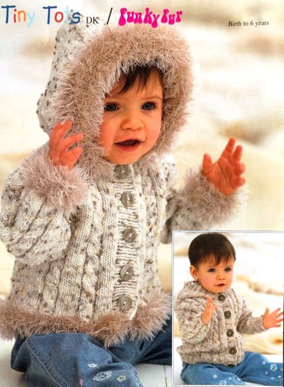 Baby Child Hooded Cable Jacket Cardigan Optional Fur Trim 16 26 DK Light Worsted 8ply Pdf Instant Download Etsy