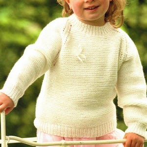 Easy Beginner Garter Stitch Sweater & Cardigan Raglan Round Neck Boys Girls 16&quot; - 24&quot; ~ DK 8 Ply Light Worsted Knitting Pattern pdf download