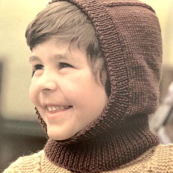 Easy Balaclava Hat Fits 4 - 15 Years Boys Girls ~  DK wool 8ply Light Worsted Knitting Pattern pdf  Download