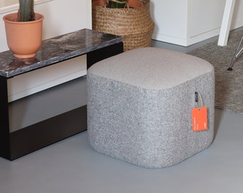 Pouf in Virgin Wool - Gray