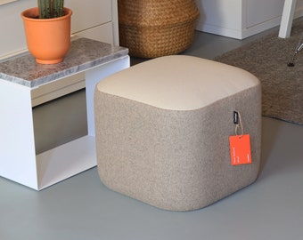 Pouf in Virgin Wool - Beige