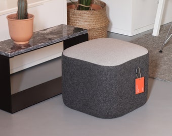 Pouf in Virgin Wool - Dark Gray