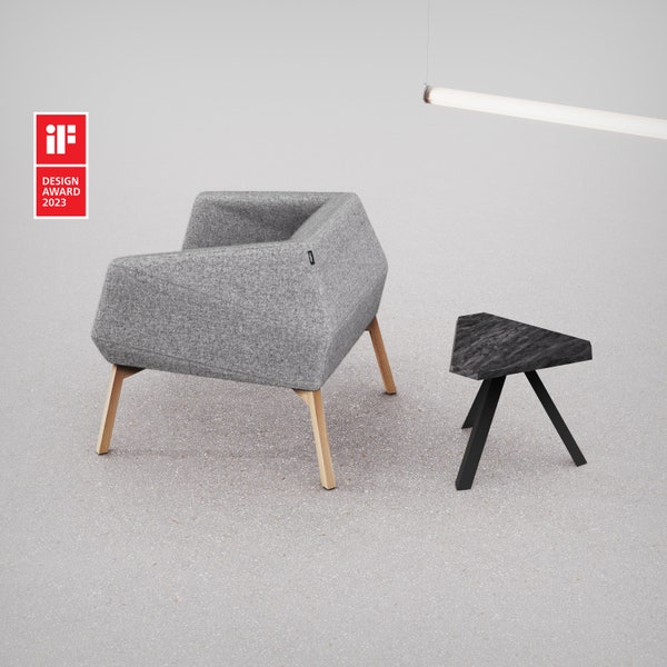 Fauteuil Caravelle III en gris (laine) - Lauréat du IF Design Award 2023