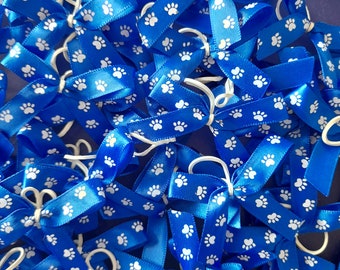 50 Satin Pawprint Dog Grooming Bows