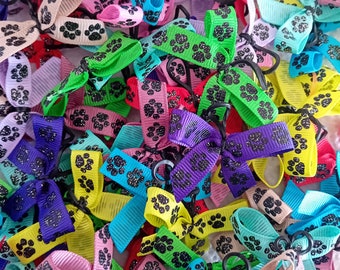 100 Pawprint Dog Grooming Bows