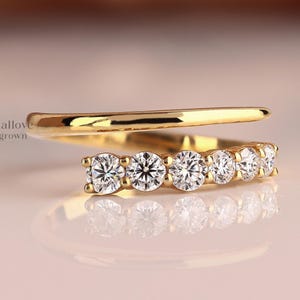 Round cut Diamond Wedding Ring Lab Grown Diamond Open Cuff Bypass set Ring Unique Stacking/Matching Ring Diamond Promise Ring Gift For Women