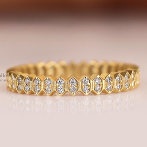 Dainty Diamond Band, Lab Grown Diamond Pave Wedding Band, Stacking Ring for Women, Bridal Matching Full Eternity Band, Delicate Gift for Her