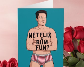 Funny Gay Queer Valentines Day Card Netflix & Bum Fun Funny Gay Valentines Cards Valentines Cards LGBTQ+ Gay Birthday Cards