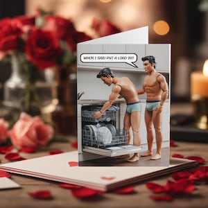 Carte de Saint-Valentin gay homosexuelle drôle quand j'ai dit mettre une charge dans l'action poupées Cartes de Saint-Valentin gay drôles Cartes de Saint-Valentin Cartes d'anniversaire LGBTQ+