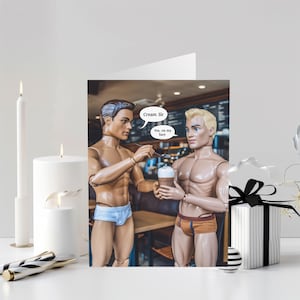 Carte d'anniversaire gay homosexuelle drôle Crème sur le visage Café drôle Cartes d'anniversaire gay drôles LGBTQ+ Cartes d'anniversaire drôles Cartes de voeux gays