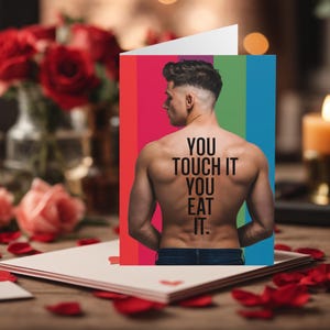 Carte de Saint-Valentin homosexuelle drôle que vous touchez, vous le mangez Cartes de Saint-Valentin gay drôles Cartes de la Saint-Valentin LGBTQ+ Cartes de la Saint-Valentin Gay