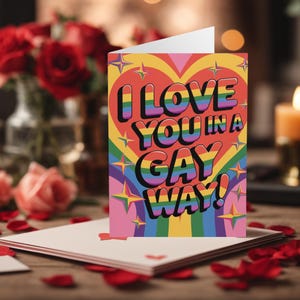 Carte de Saint-Valentin gay homosexuelle drôle, lesbienne Je t'aime de manière gay Cartes de Saint-Valentin gay drôle, cartes de Saint-Valentin LGBTQ+