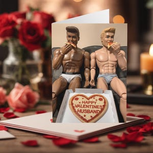 Carte de Saint-Valentin homosexuelle drôle, Saint-Valentin heureuse mari, poupées d'action Cartes de Saint-Valentin gays drôles Cartes de Saint-Valentin LGBTQ + Saint-Valentin