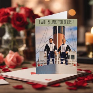 Carte de Saint-Valentin gay homosexuel drôle Ill Be Jack You Be Rose Poupées Titanic Cartes de Saint-Valentin gay drôle Cartes de Saint-Valentin LGBTQ + Saint-Valentin