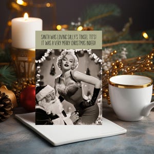 Carte de Noël personnalisée drôle et grossière Le père Noël aimait ses seins clinquants Cartes de Noël Cartes de Noël brutes Cartes de Noël effrontées pour adultes