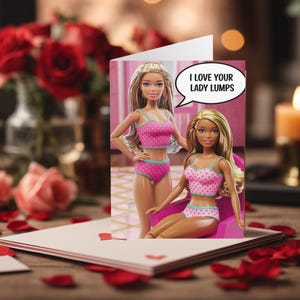 Carte de Saint-Valentin lesbienne gay homosexuelle drôle I Love Your Lady Lumps Dolls Cartes de Saint-Valentin gay drôles Cartes de Saint-Valentin LGBTQ+ Saint-Valentin