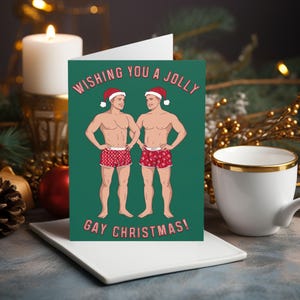 Noël gay drôle et drôle en vous souhaitant un joyeux Noël gay Cartes de Noël gay drôles Cartes de Noël LGBTQ+ Noël gay