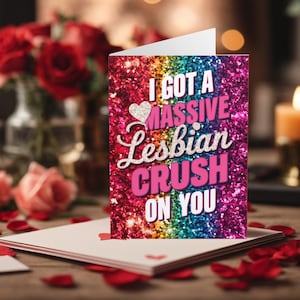 Carte de Saint-Valentin homosexuelle drôle, j'ai un béguin pour les lesbiennes Cartes de Saint-Valentin gay drôles Cartes de Saint-Valentin LGBTQ+