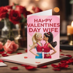Carte de Saint-Valentin gay homosexuelle lesbienne drôle Joyeuse Saint-Valentin poupées femme Cartes de Saint-Valentin gay drôles Cartes de Saint-Valentin LGBTQ+ Saint-Valentin