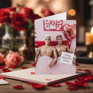 Carte de Saint-Valentin homosexuelle drôle, Saint-Valentin heureuse pour mari, poupées d'action, Cartes de Saint-Valentin gays drôles, Cartes de Saint-Valentin LGBTQ + Saint-Valentin