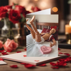 Carte de Saint-Valentin homosexuelle drôle, les jambes en l'air Votre cadeau Poupées articulées Cartes de Saint-Valentin gay drôles Cartes de Saint-Valentin LGBTQ+ Saint-Valentin