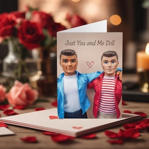 Carte de Saint-Valentin homosexuelle amusante, juste vous et moi, poupées articulées Cartes de Saint-Valentin gays amusantes, cartes de Saint-Valentin LGBTQ+