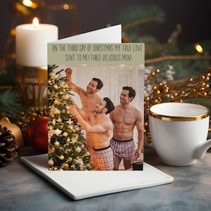 Carte de Noël homosexuelle amusante Le troisième jour de Noël Cartes de Noël homosexuelles amusantes Cartes de Noël LGBTQ+ Noël gay