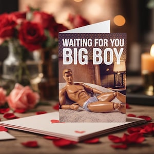 Carte de Saint-Valentin homosexuelle drôle qui vous attend, poupées d'action grand garçon Cartes de Saint-Valentin gay drôles, Saint-Valentin Cartes d'anniversaire gay LGBTQ+