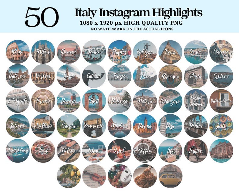 50 Italy Travel Instagram Highlight Covers Travel IG Highlight Icons 50 Italy Travel Instagram Highlight Covers Travel IG Highlight Icons