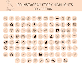 100 copertine per evidenziare Instagram per cani, icone di copertina per animali domestici giornalieri animale, storia di cani per social media, icone per cani per pacchetto Instagram