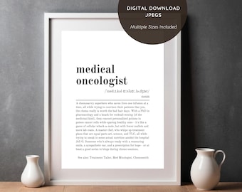 Medical Oncologist Funny Dictionary Definition Printable Wall Art - Birthday Work Gift Genuine & Funny Quote - Digital Download