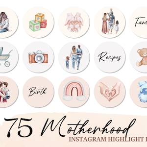 Aspectos destacados de Instagram de la maternidad, portadas destacadas de Instagram de la vida de mamá, iconos familiares para Instagram, embarazo del bebé Doula Birthworker Instagram