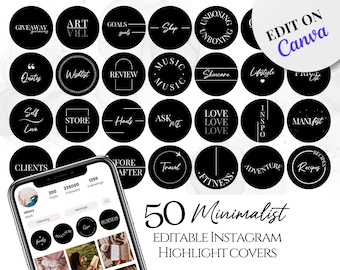 Könnte beinhalten: Fünfzig minimalistische Instagram-Highlight-Cover in Schwarzweiß mit Text wie "Giveaway", "Art", "Goals", "Shop", "Unboxing", "Quotes", "Wishlist", "Review", "Music", "Skincare", "Lifestyle", "Self Love", "Store", "Hauls", "Ask Me", "Love Love Love", "Inspo", "Manifest", "Clients", "Before After", "Travel", "Fitness", "Adventure", "Recipes", "Family", "Friends", "Business", "200 Posts", "235.000 Follower", "1.295 Followings".