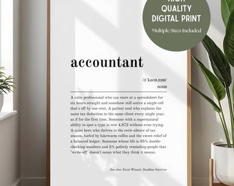 Accountant Definition Printable Wall Art, Funny Accountant Gift - CPA Gift, Office Decor, Tax Season & Retirement Gift - Digital Download