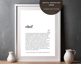 Chef Funny Dictionary Definition Printable Wall Art - Birthday, Work, Special Occasions Gift - Genuine & Funny Quote - Digital Download