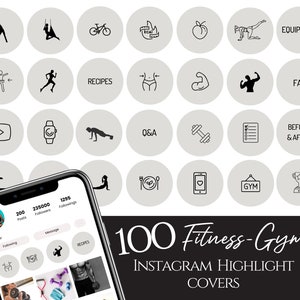 Fitness Instagram Highlight Covers Gray, Gym Highlight Icons, Workout Instagram Highlight Icons Influencer Digital Download, Sport icons