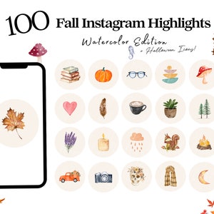 Fall Autumn Instagram Highlight Covers, Halloween Instagram Icons, Autumn Boho Instagram Highlight IG, Brown Fall Dark Academia Instagram